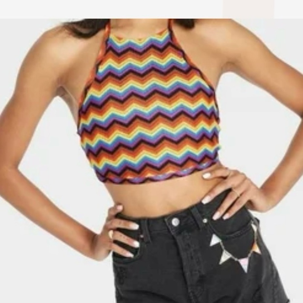 Target Pride Machine Knit Rainbow Halter Top